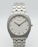 Mode Minimalist - Silver Cushion Case Watch with Striped Dial