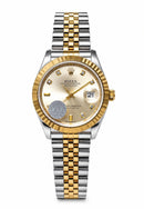 Premium Blue Diamond Dial Watch - Silver Fluted Bezel, Jubilee Band