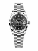 Premium Blue Diamond Dial Watch - Silver Fluted Bezel, Jubilee Band