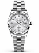 Premium Blue Diamond Dial Watch - Silver Fluted Bezel, Jubilee Band